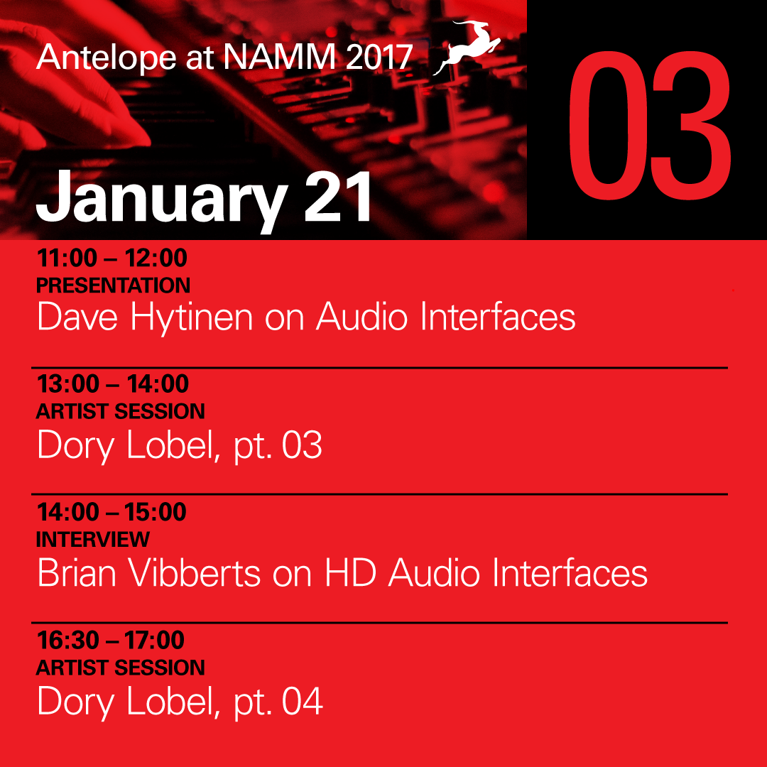 NAMM 2017 - Day 3 agenda