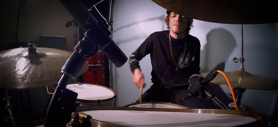 Matt Kelly Recording Drums with Edge & Verge Modeling Mics