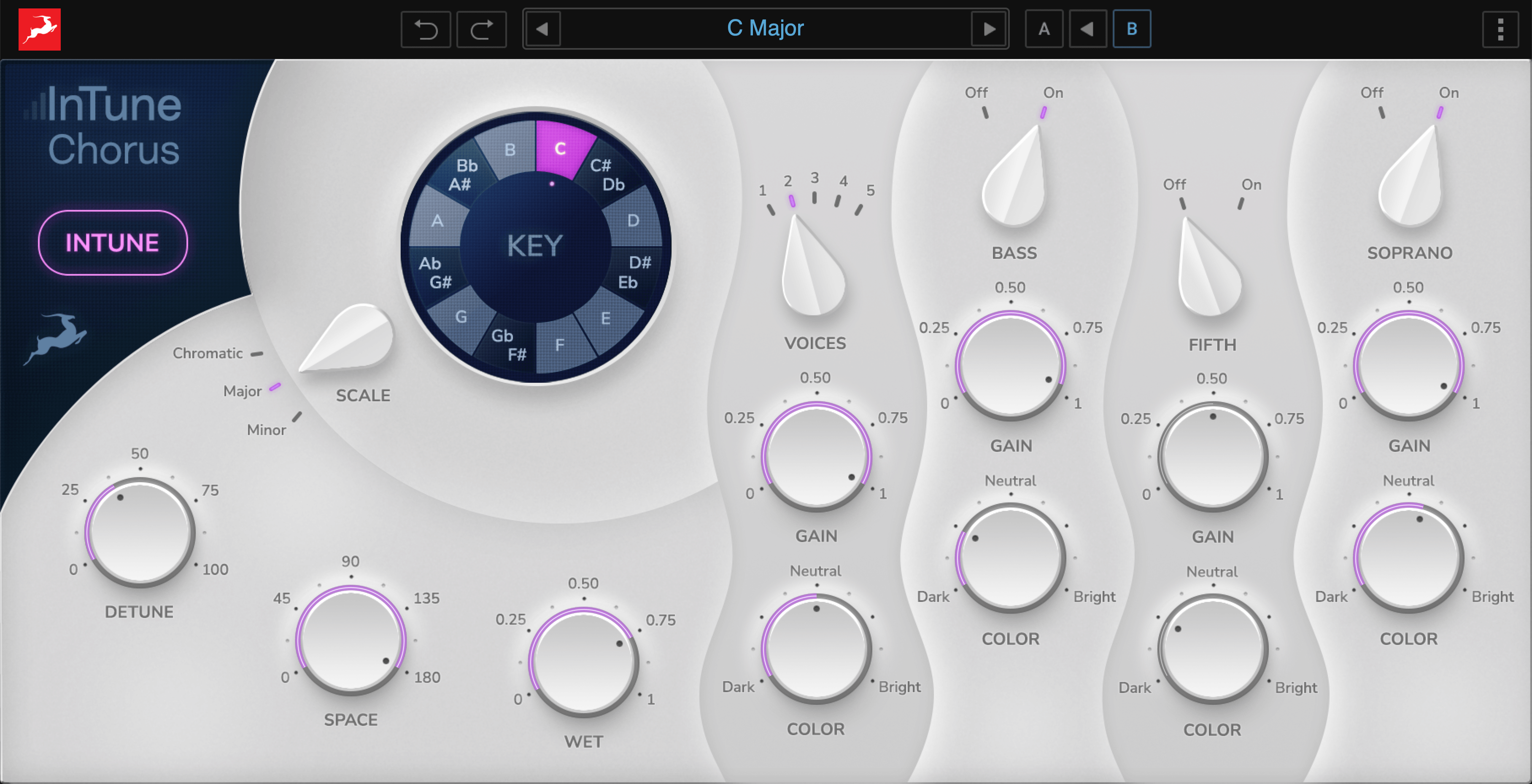 InTune-Chorus Detune、Delay、Spaceで自然なズレを作る